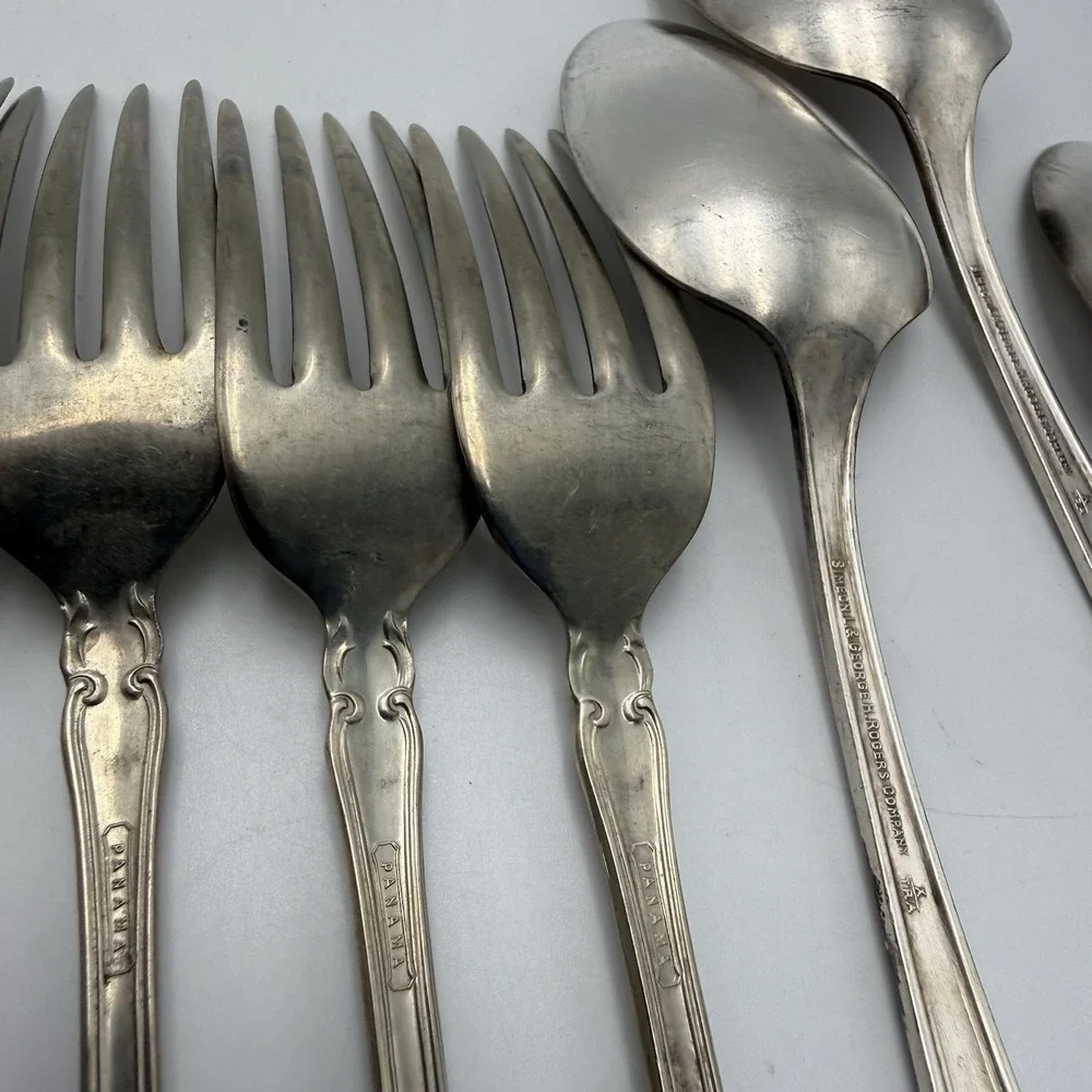 Vtg Silver Plated Flatware Mixed Lot Antique Crosby Oneida Rogers Panama Fork
